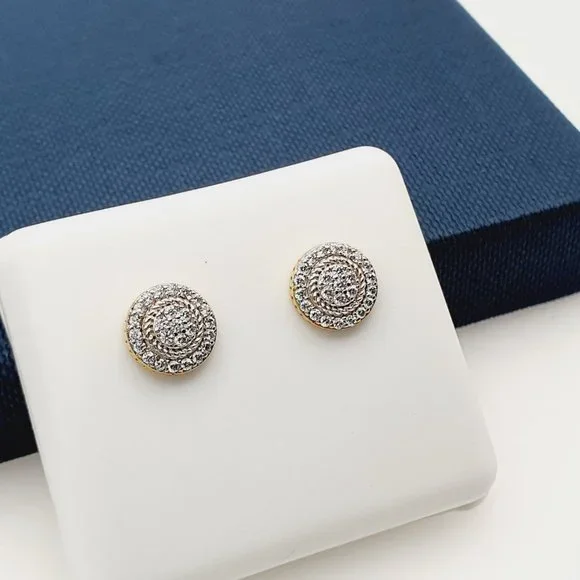 14K Gold Plated Cubic Zircon Earrings, INUS1BR143 - Picture 3 of 9